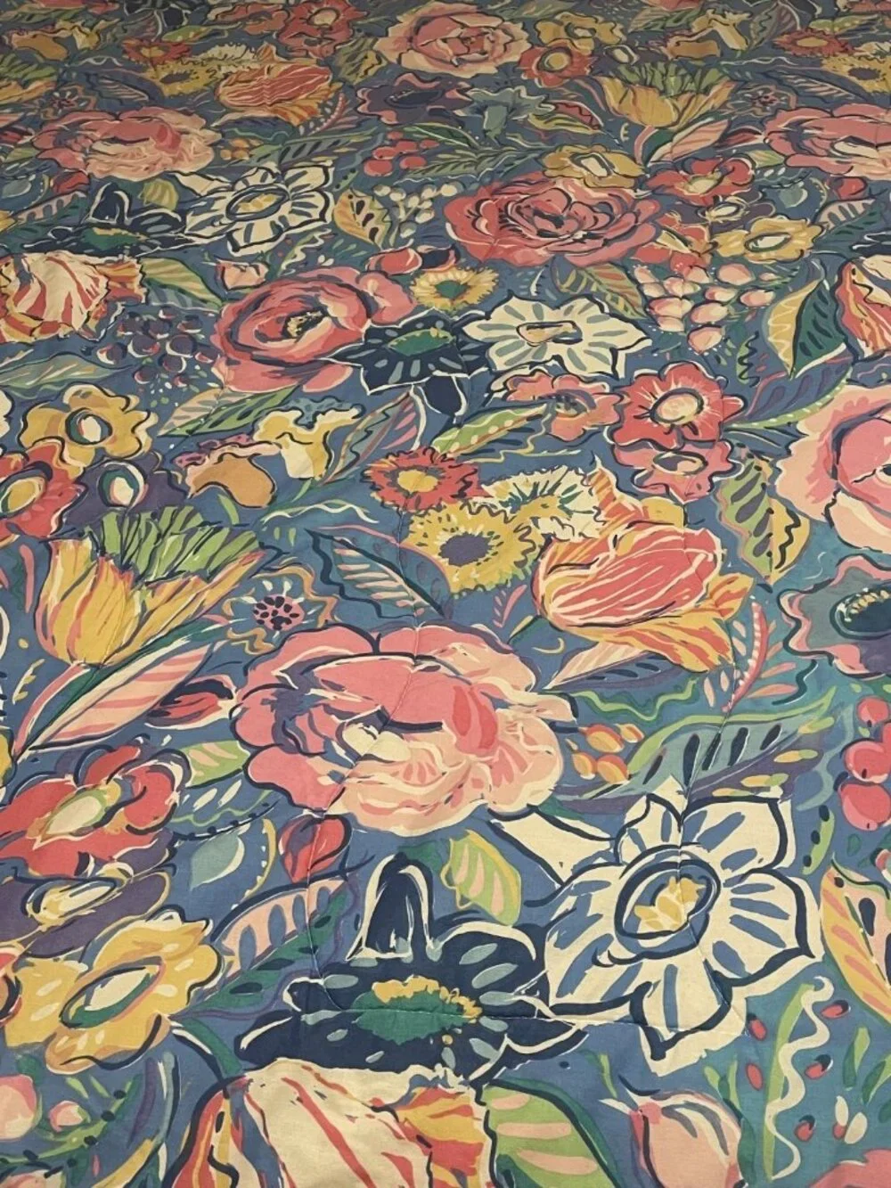 VTG Collier Campbell Tambourine Twin Size Comforter Reversible Floral Stripes